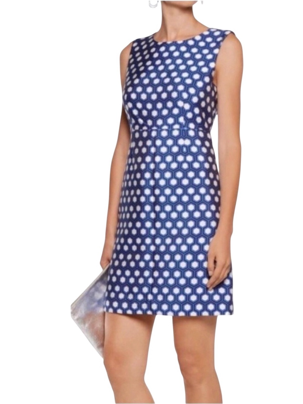 Diane Von Furstenberg DVF Sheath Shift Dress Sleeveless Geo Print Blue Size 2